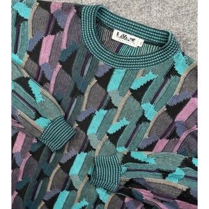 Vintage 90's Lavane New York Sweater Men's XL Texture Grandpa Crew Neck